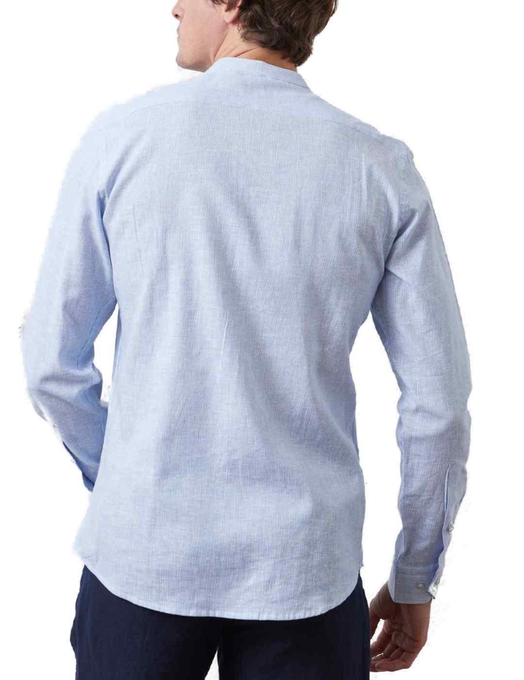 Camisa Altonadock blanca rayas azules Regular para hombre
