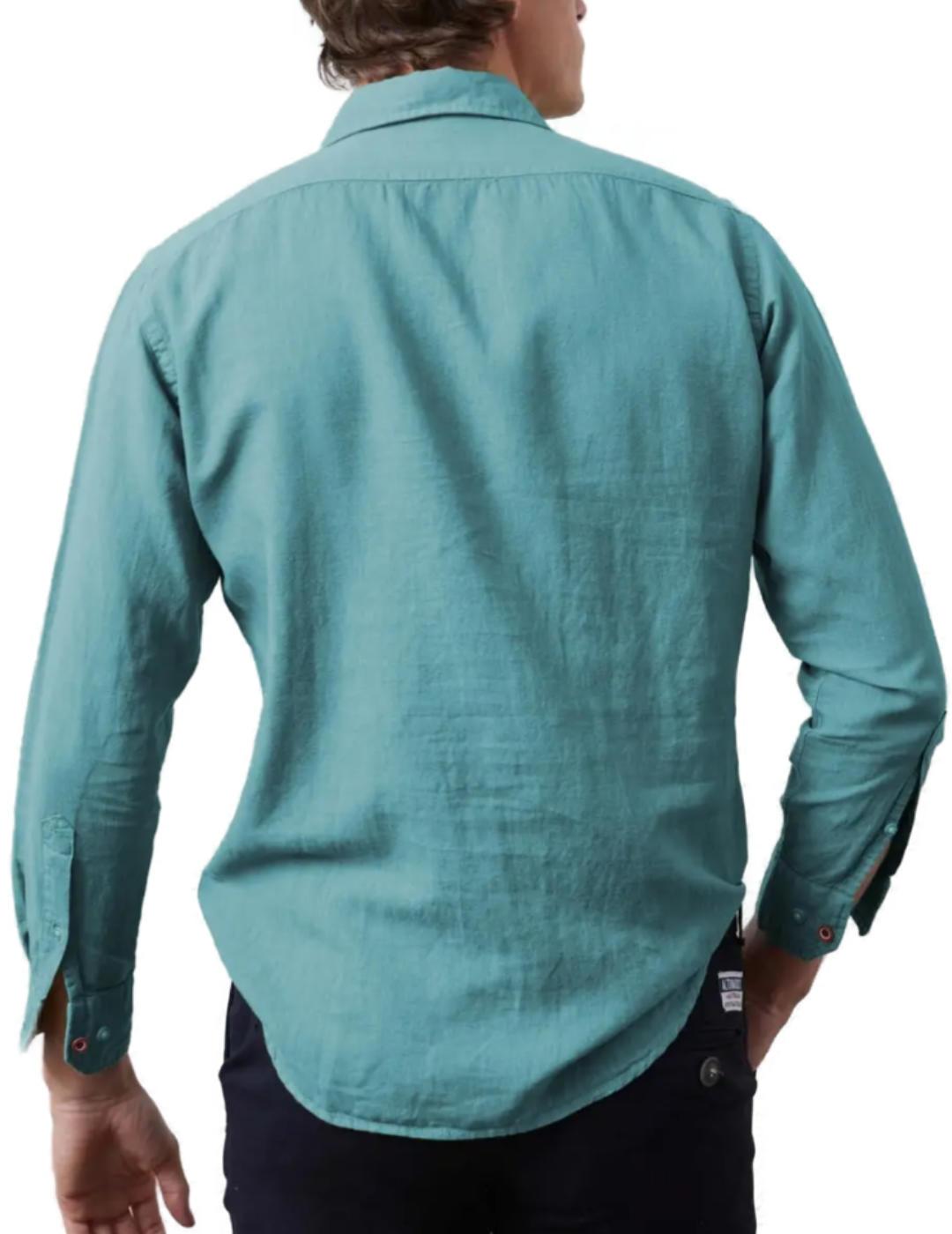 Camisa Altonadock turquesa de lino Regular fit para hombre