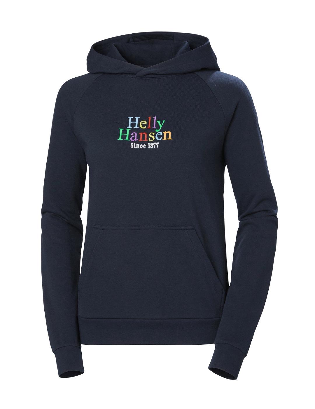 Sudadera Helly Hansen marino logo colores y capucha de mujer