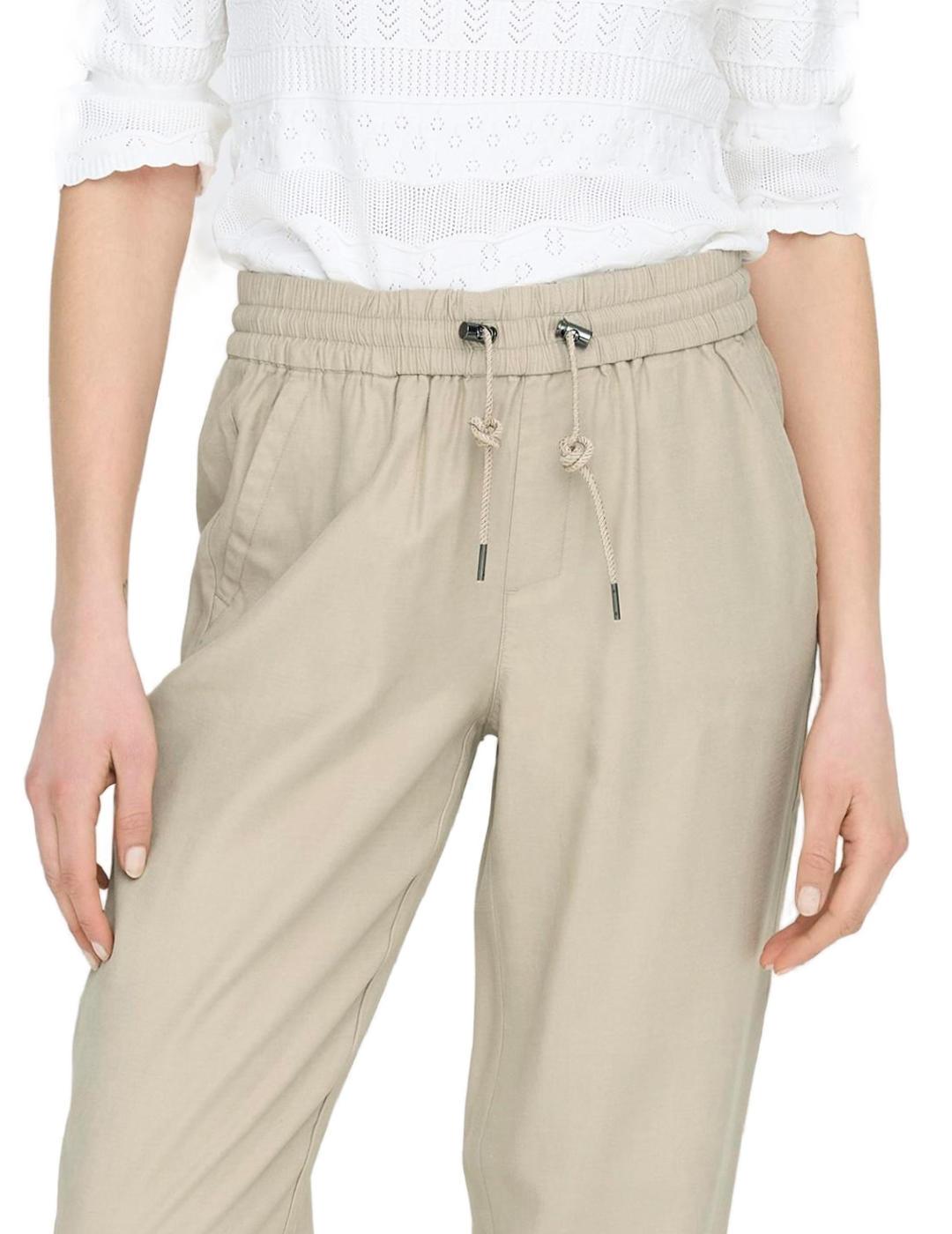 Pantalones Only Kelda jogger beige con puño de mujer