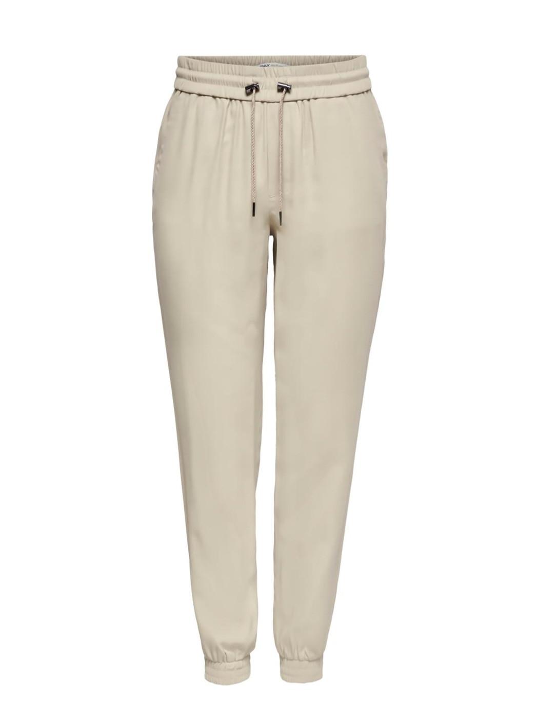 Pantalones Only Kelda jogger beige con puño de mujer