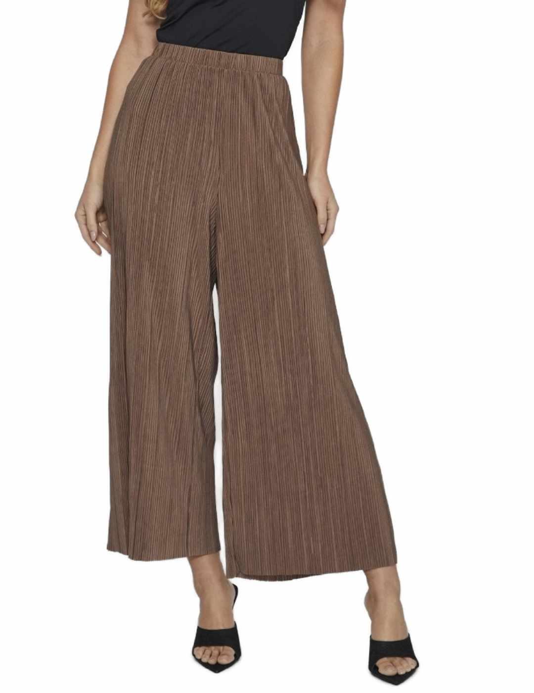 Pantalón culotte Vila Plisa marrón para mujer