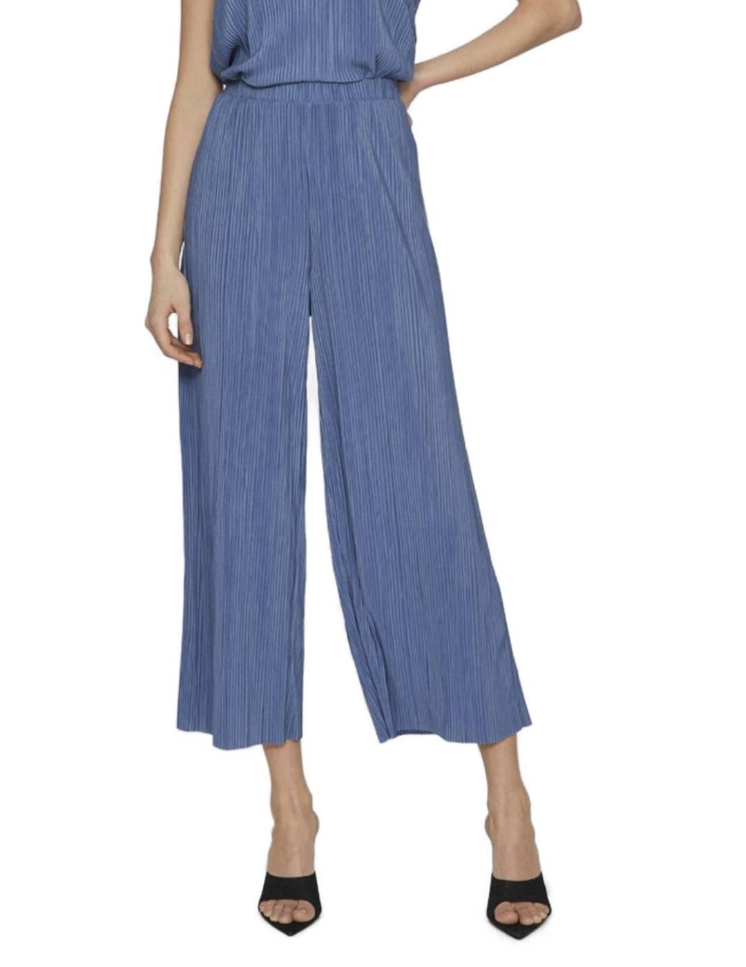 Pantalón culotte Vila Plisa azul para mujer