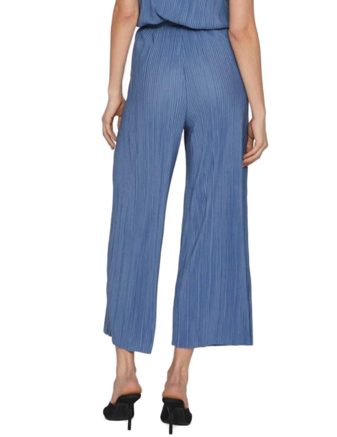 Pantalón culotte Vila Plisa azul para mujer