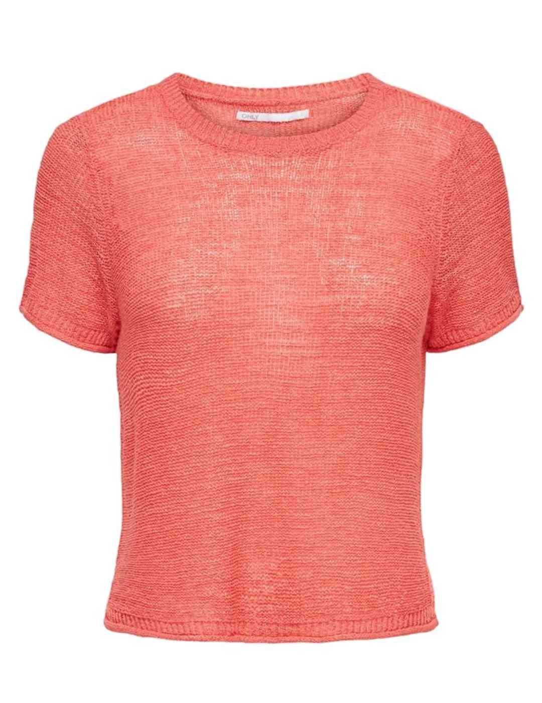 Camiseta Only Sunny punto rosa mnaga corta de mujer