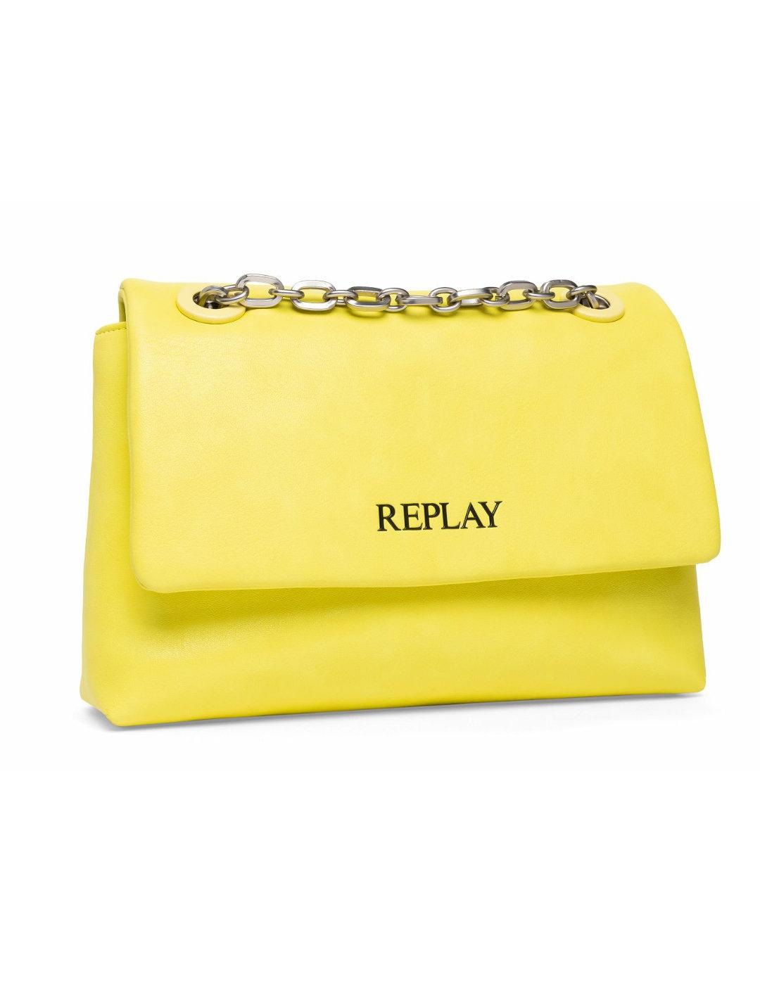 Bolso Replay amarillo fosforito mediano para mujer