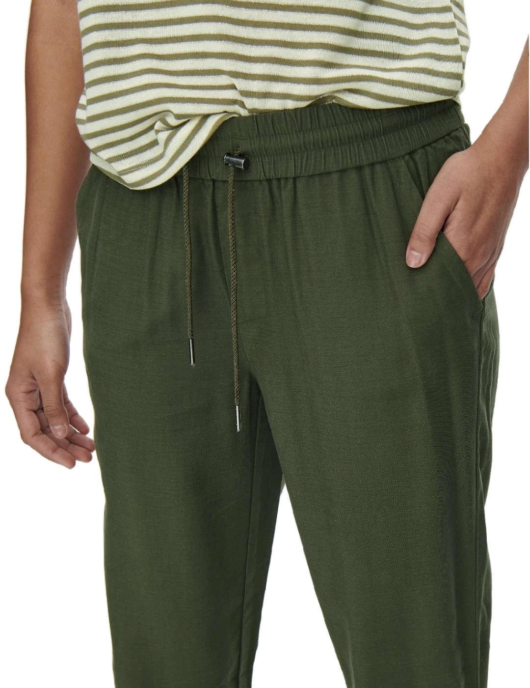 Pantalón Only Kelda jogger verde slim puños elásticos mujer