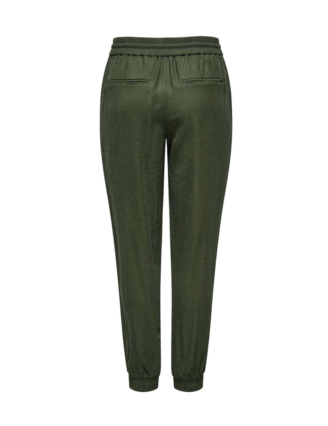 Pantalón Only Kelda jogger verde slim puños elásticos mujer