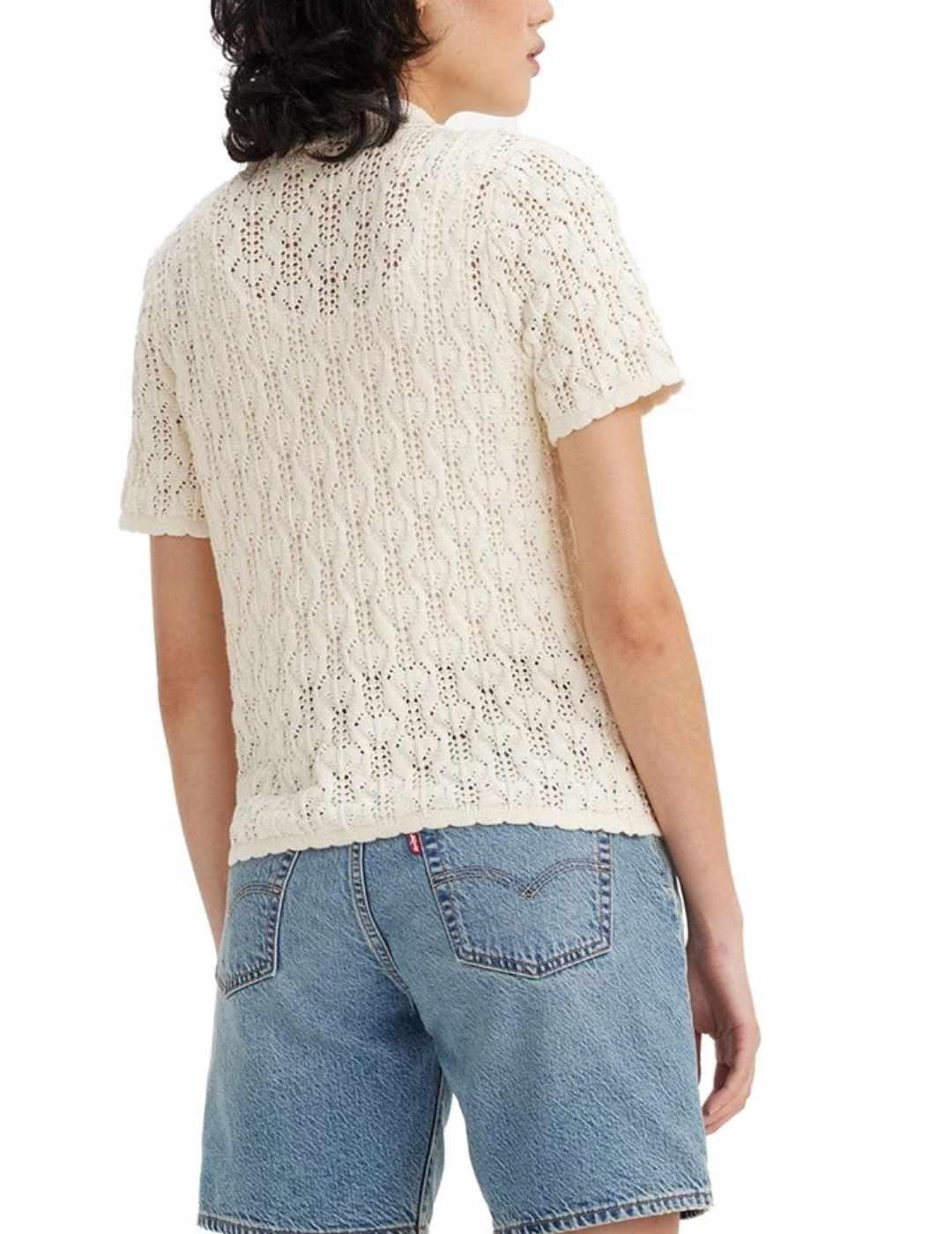 Camisa Levi´s crochet cruda hombros caídos manga corta mujer