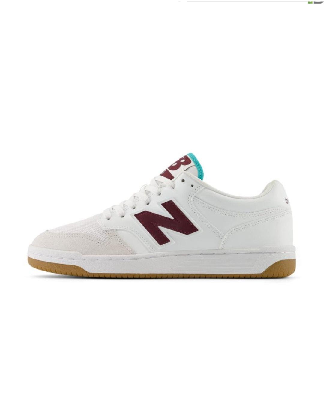 Zapatillas New Balance 480 blanca y granate para hombre