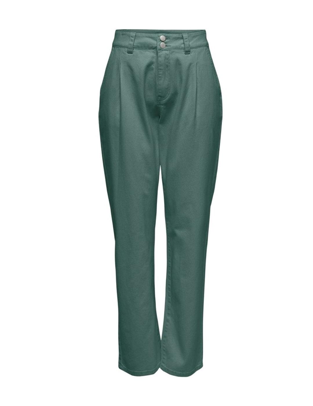 Pantalón chino Darsy verde oscuro tiro alto para mujer
