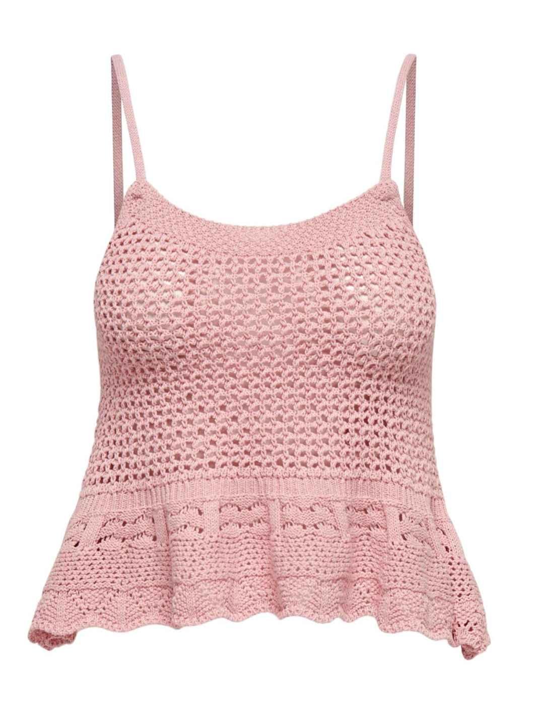 Top Only Mary crochet rosa de tirantes para mujer