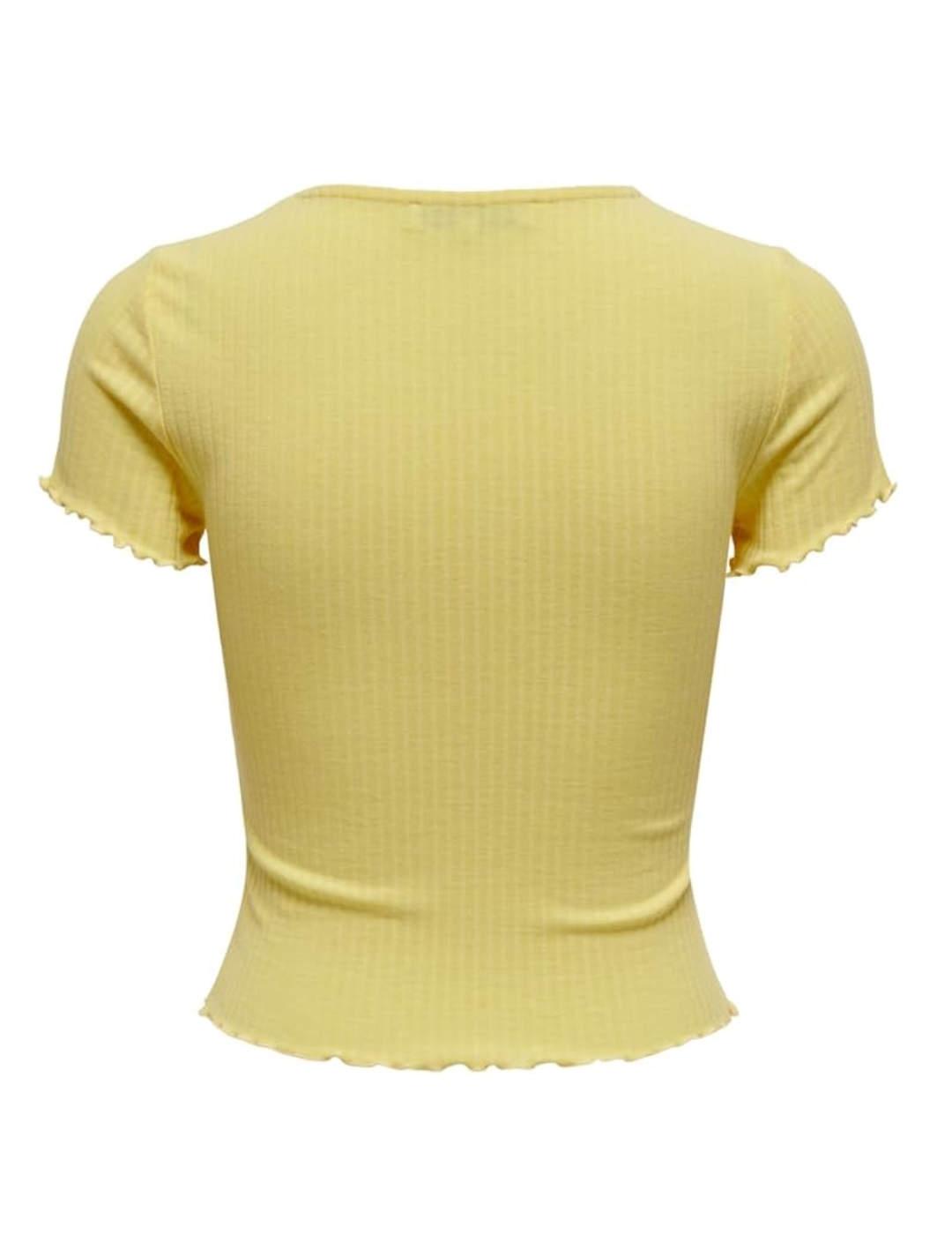 Camiseta Only Emma amarillo de canalé para mujer