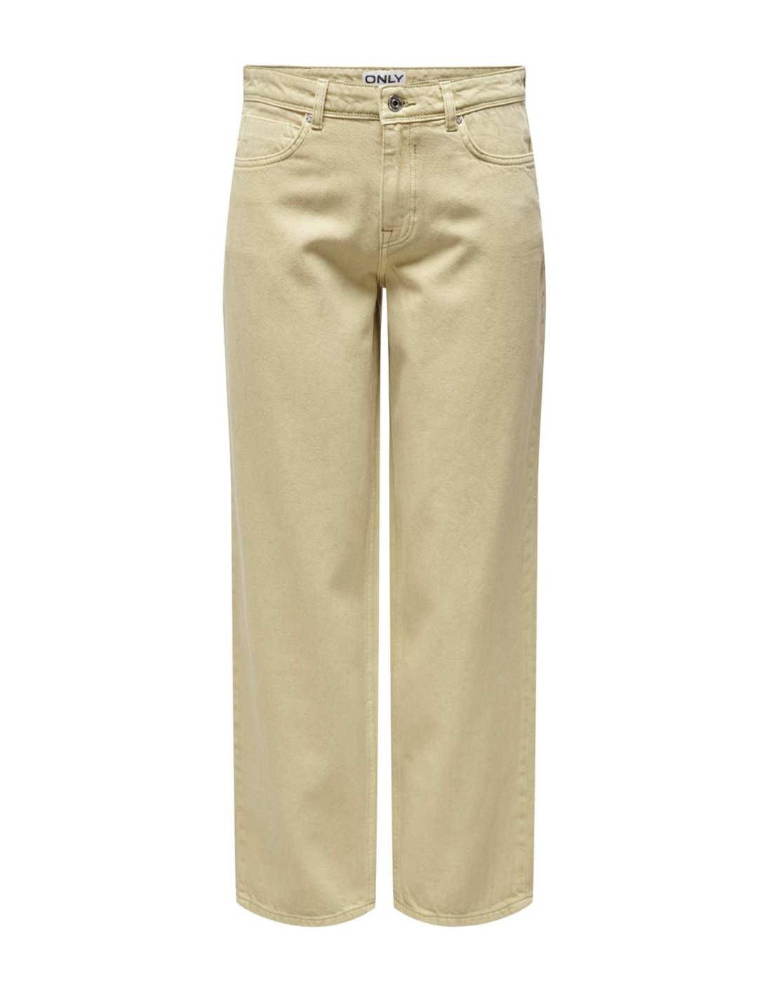 Pantalón Only Collette beige corte loose para mujer