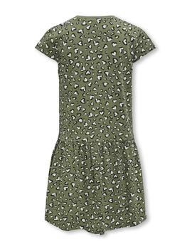 Vestido Only Gida verde estampado manga corta para niña