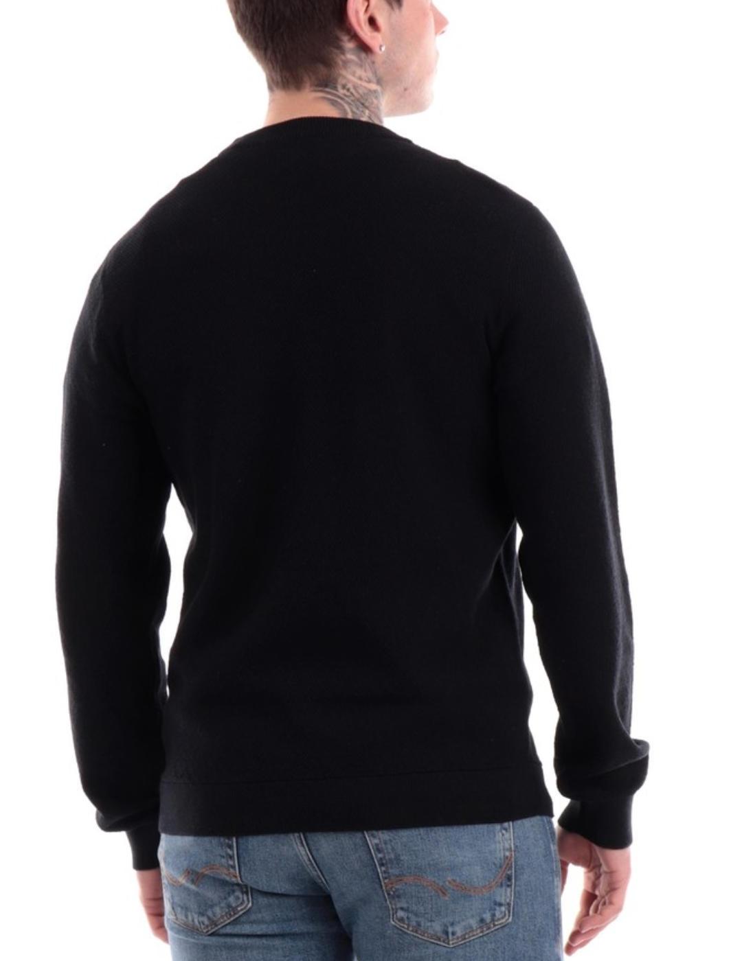 Jersey Jack&Jones Fayette negro de punto fino para hombre