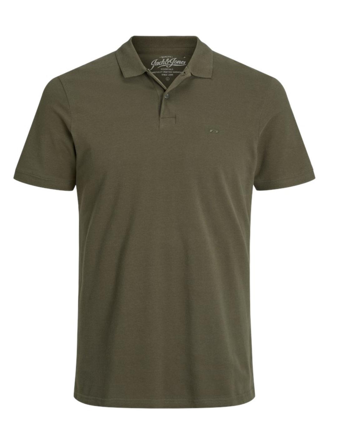 Polo Jack&Jones Basic verde militar manga corta de hombre