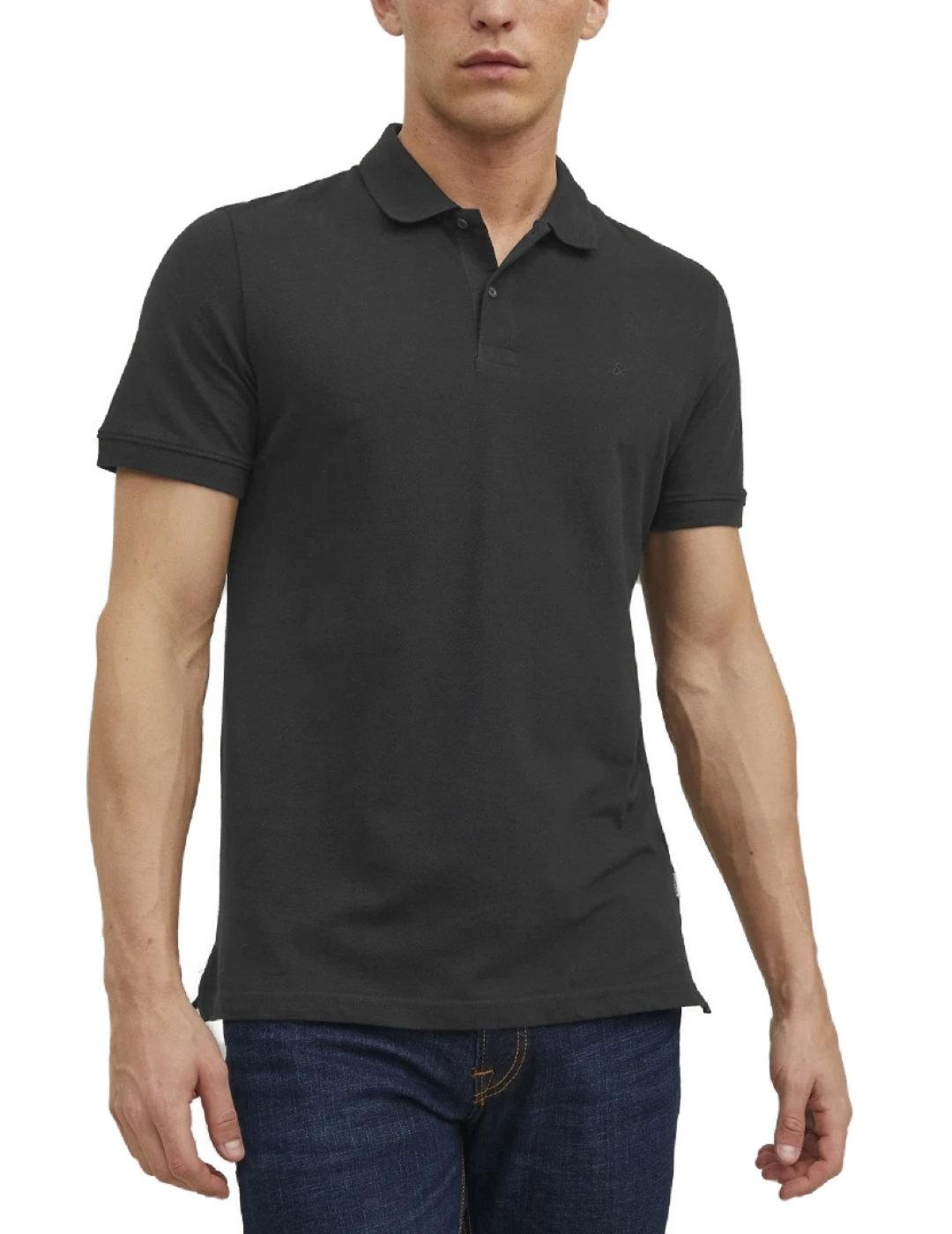 Polo Jack&Jones Basic negro manga corta de hombre