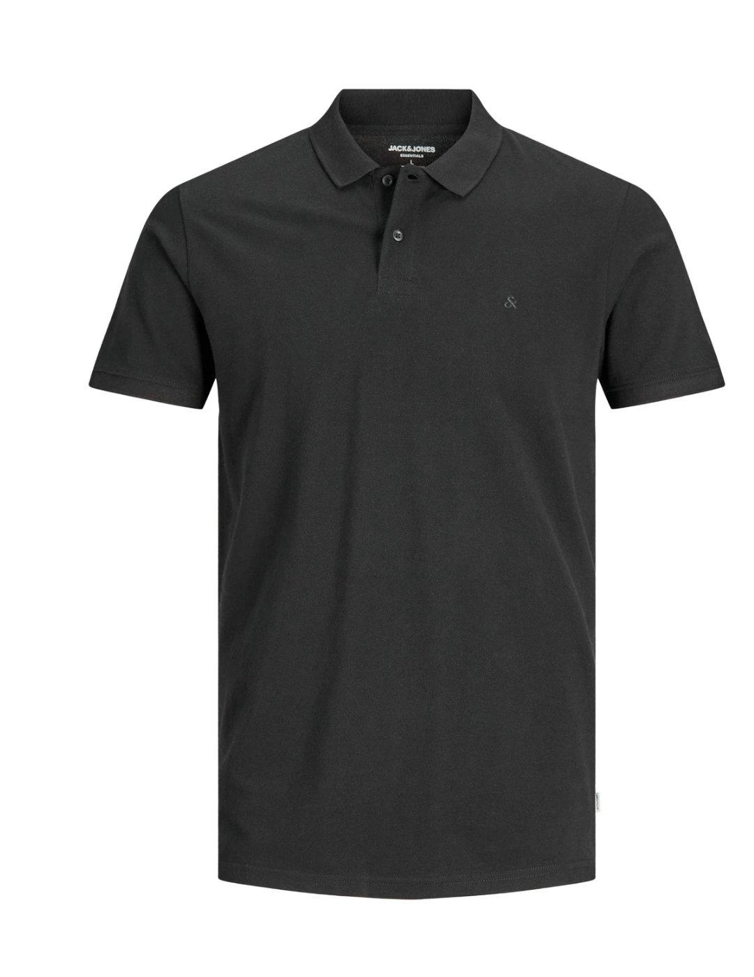 Polo Jack&Jones Basic negro manga corta de hombre