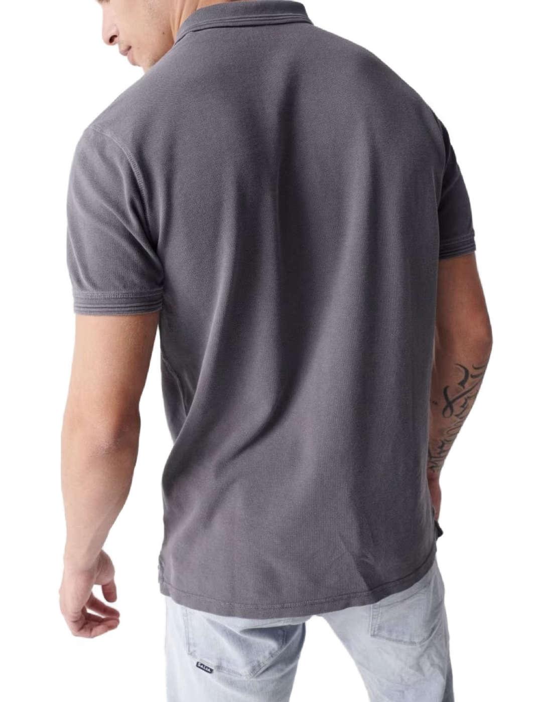 Polo Salsa gris cuello clásico Regular manga corta de hombre