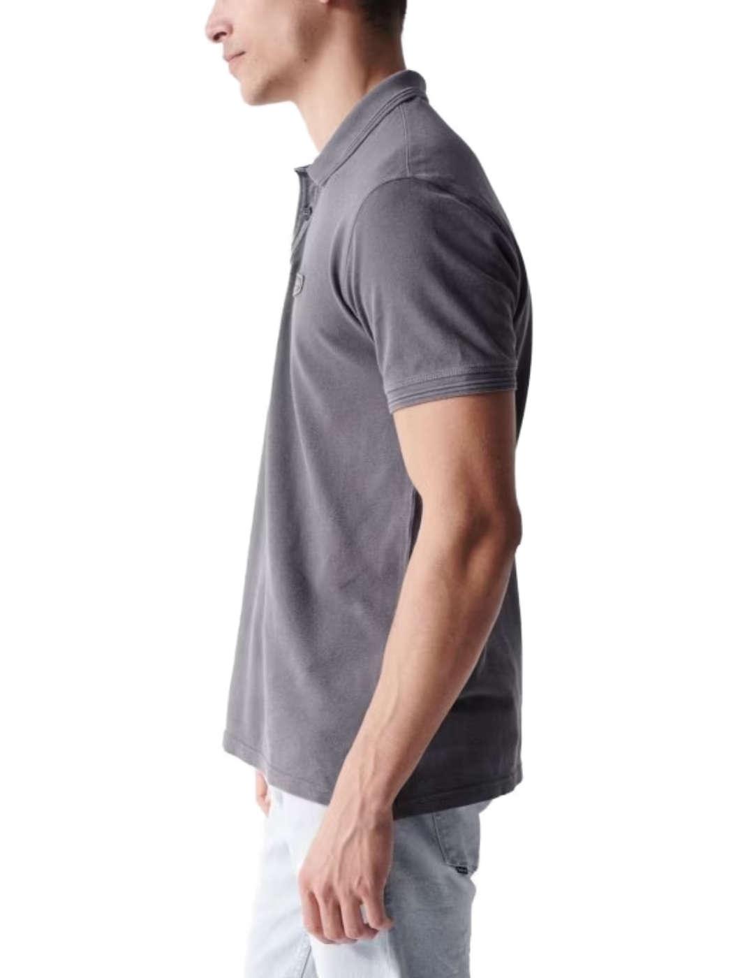 Polo Salsa gris cuello clásico Regular manga corta de hombre