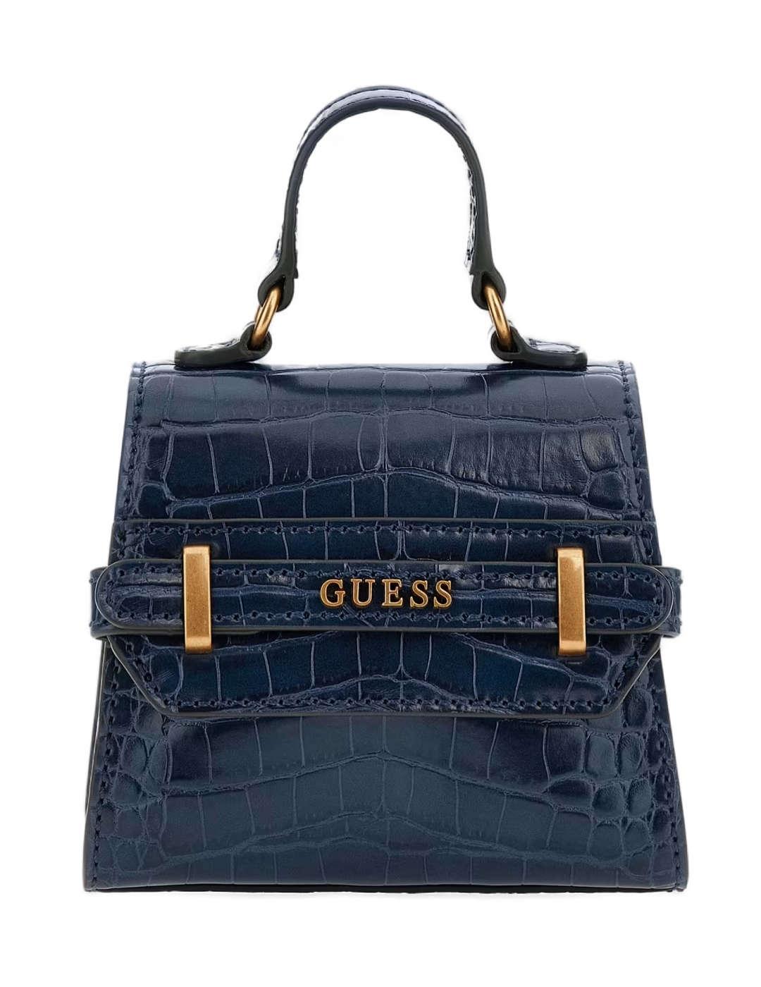 Bolso Guess Sestri mini azul marino cocodrilo para mujer