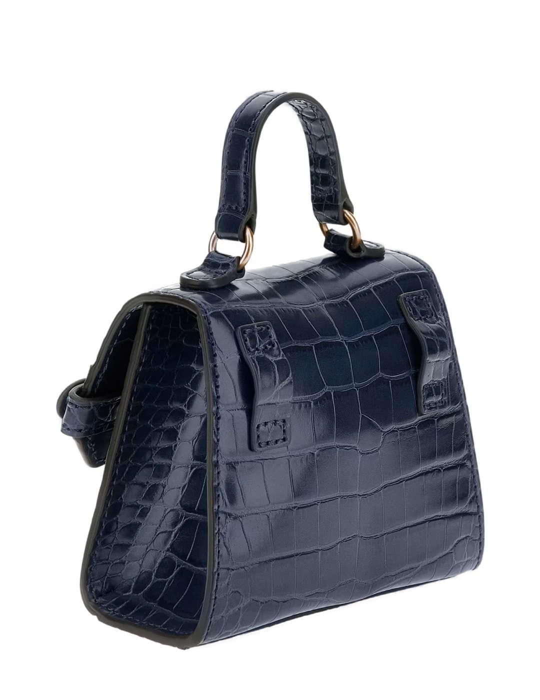 Bolso Guess Sestri mini azul marino cocodrilo para mujer