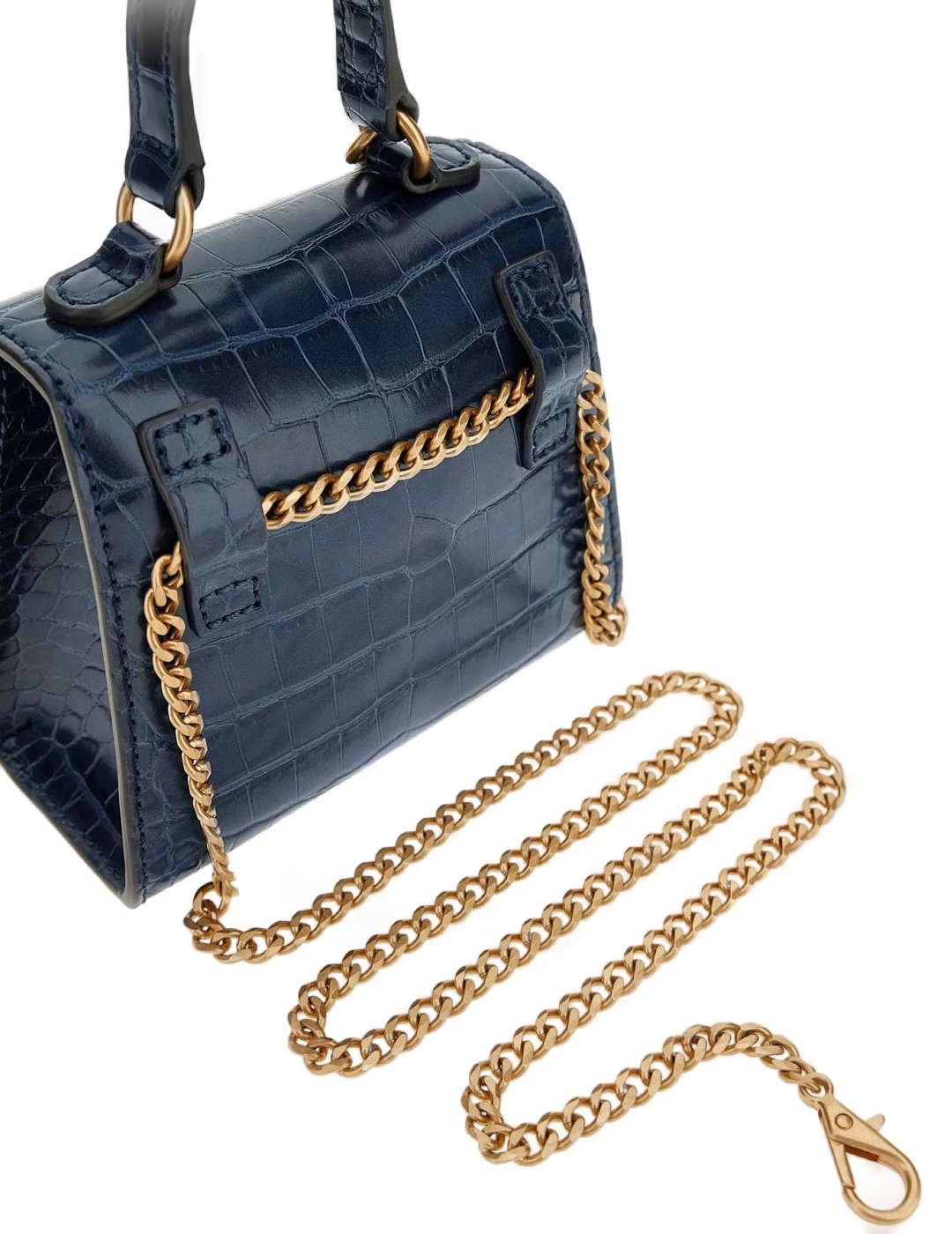 Bolso Guess Sestri mini azul marino cocodrilo para mujer