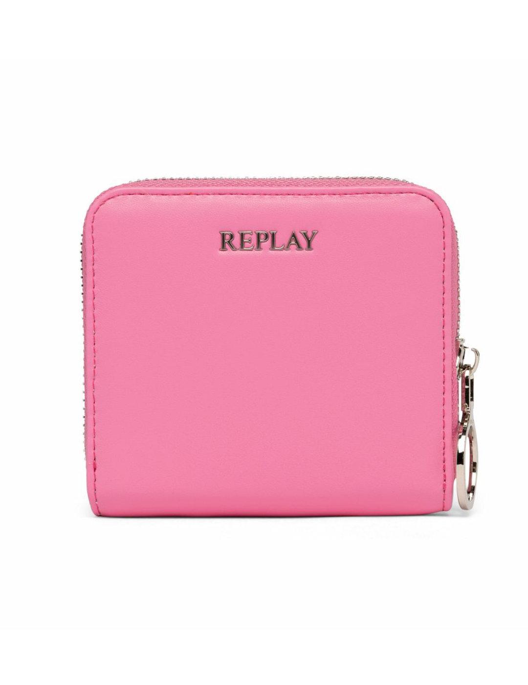 Monedero Replay rosa fucsia con cremallera para mujer