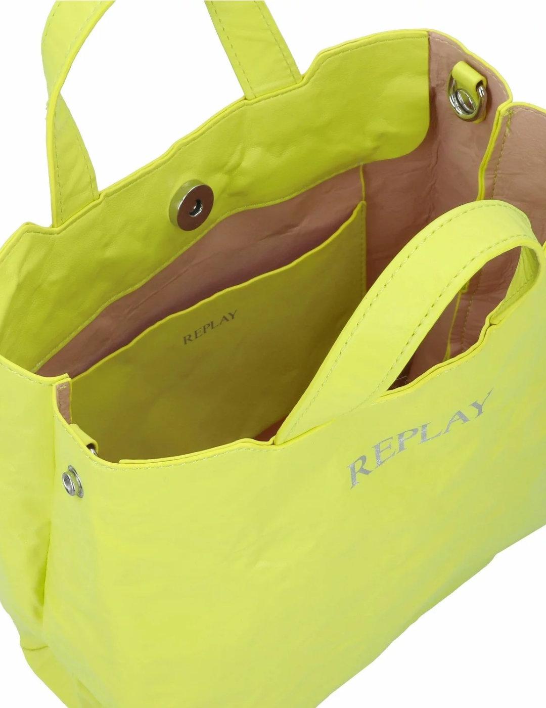 Bolso bandolera Replay amarillo fosforito con asas de mujer