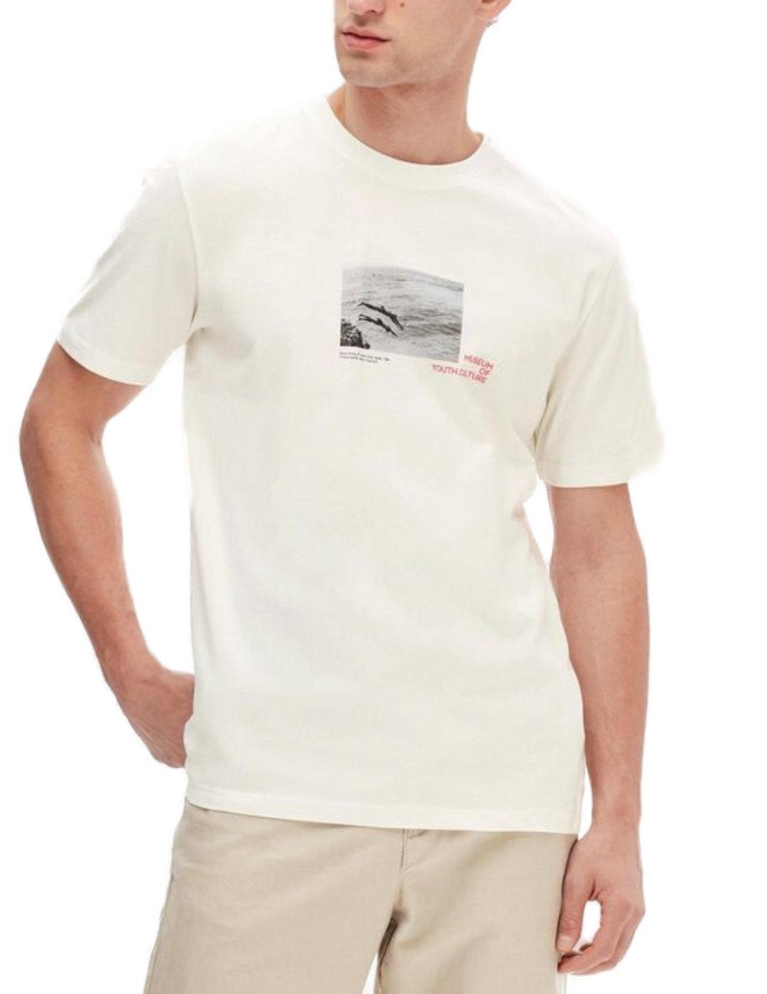 Camiseta Selected Gaz blanco roto manga corta para hombre