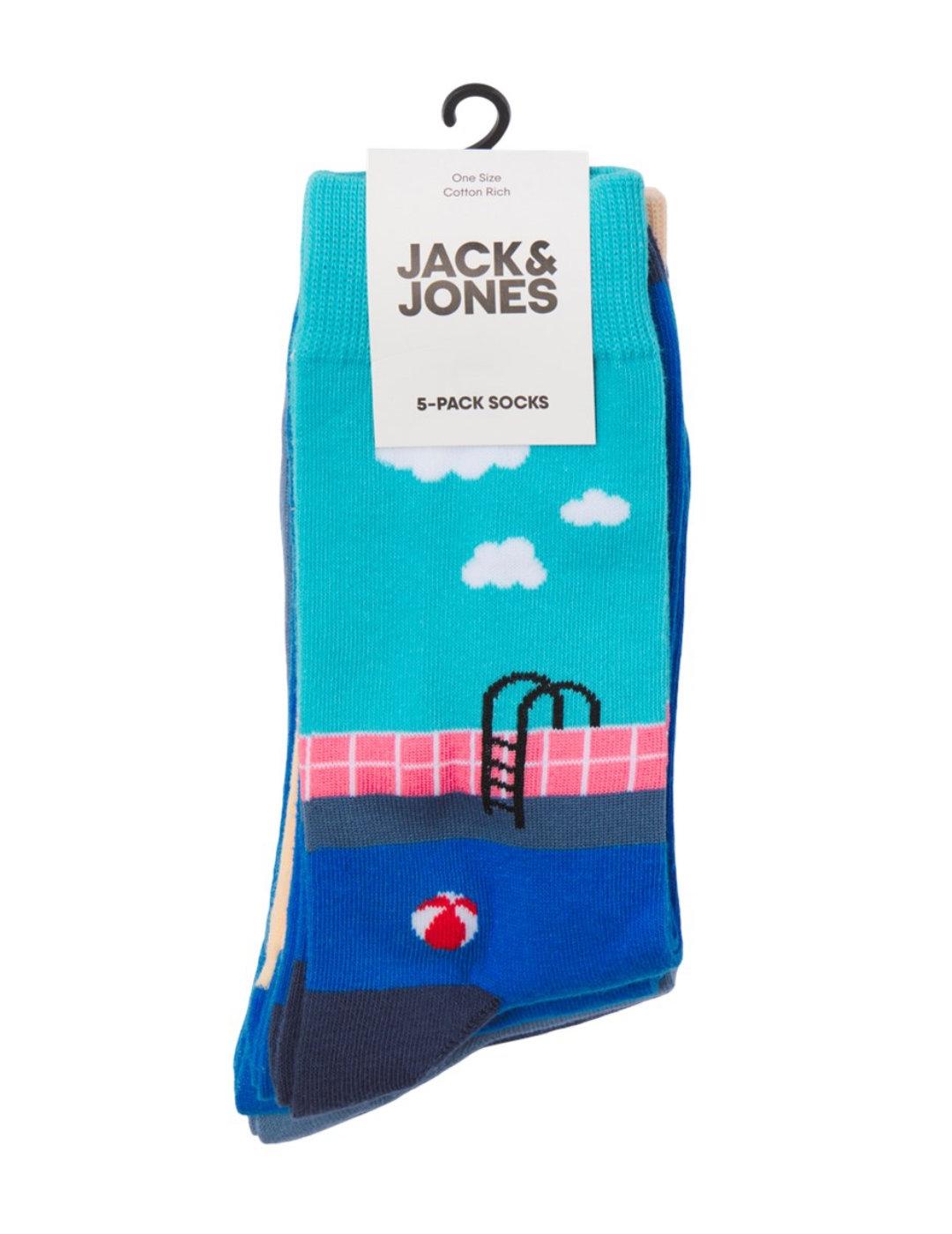 Pack5 calcetines Jack&Jones Landscape altos de hombre