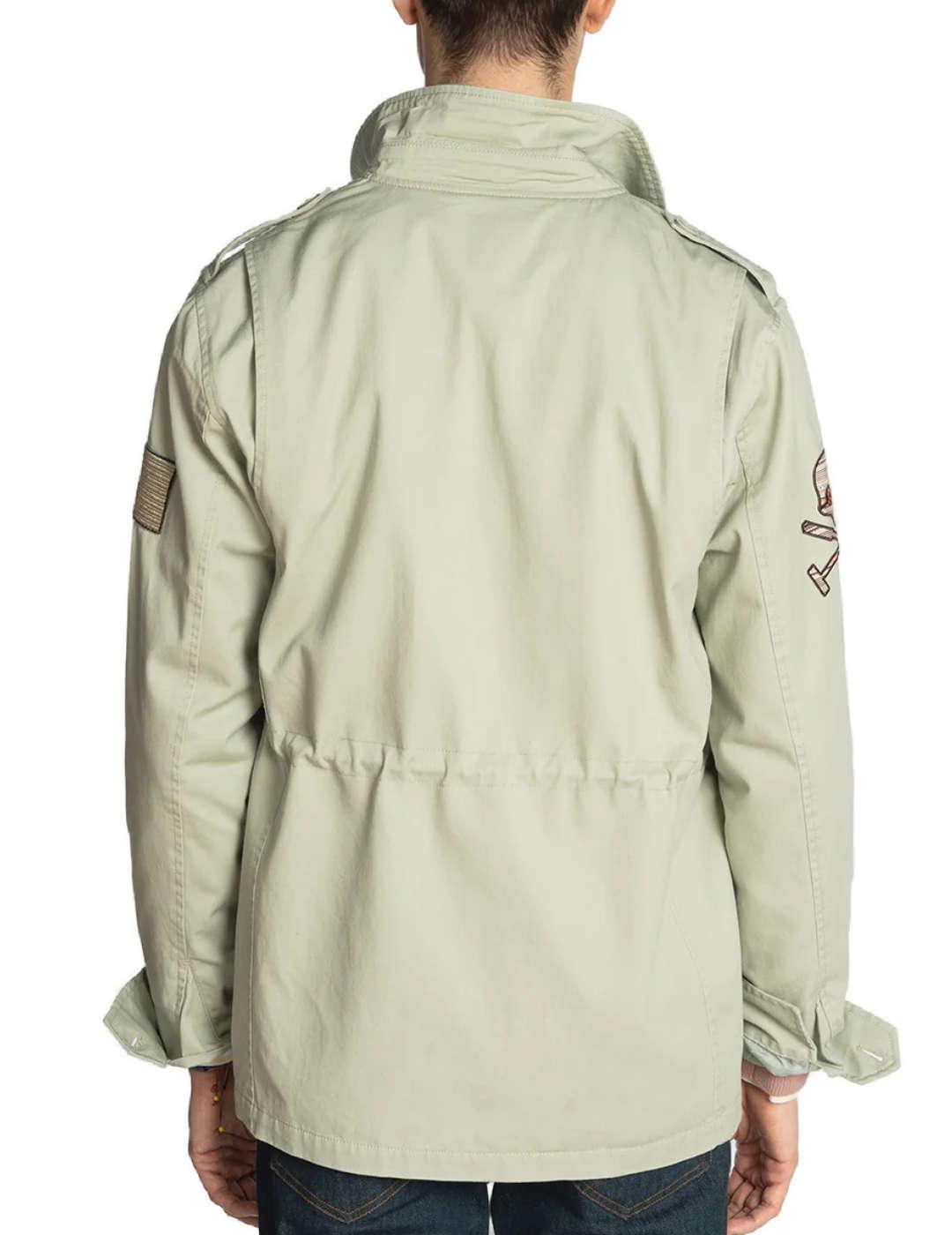 Chaqueta Harper Militar verde claro con parches para hombre