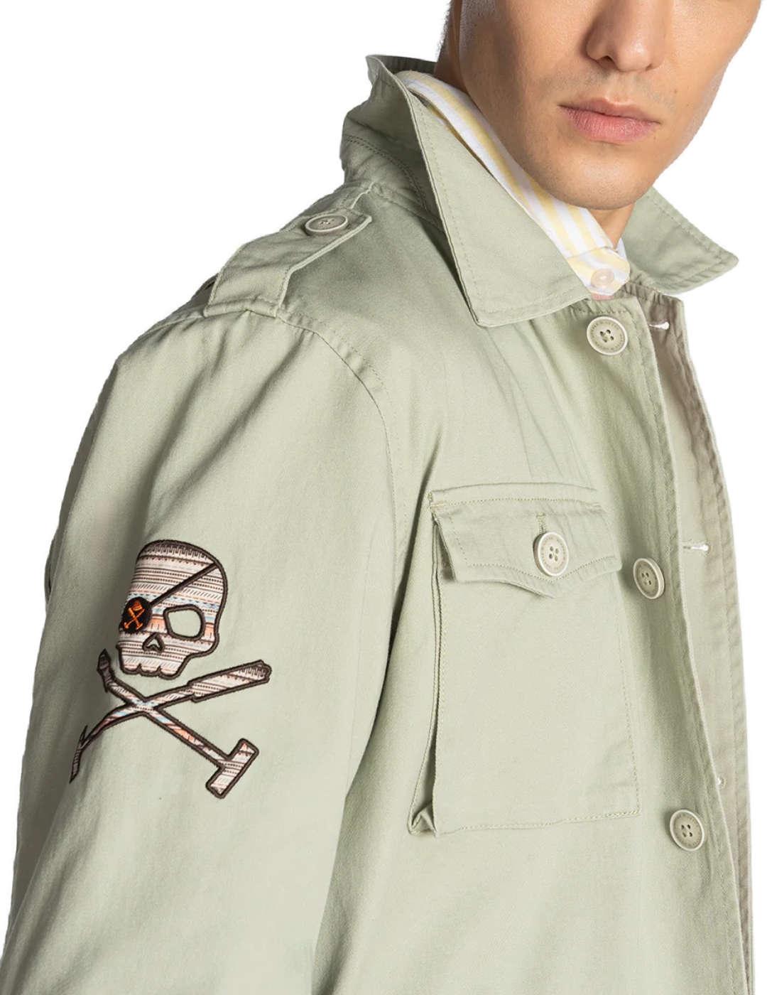 Chaqueta Harper Militar verde claro con parches para hombre