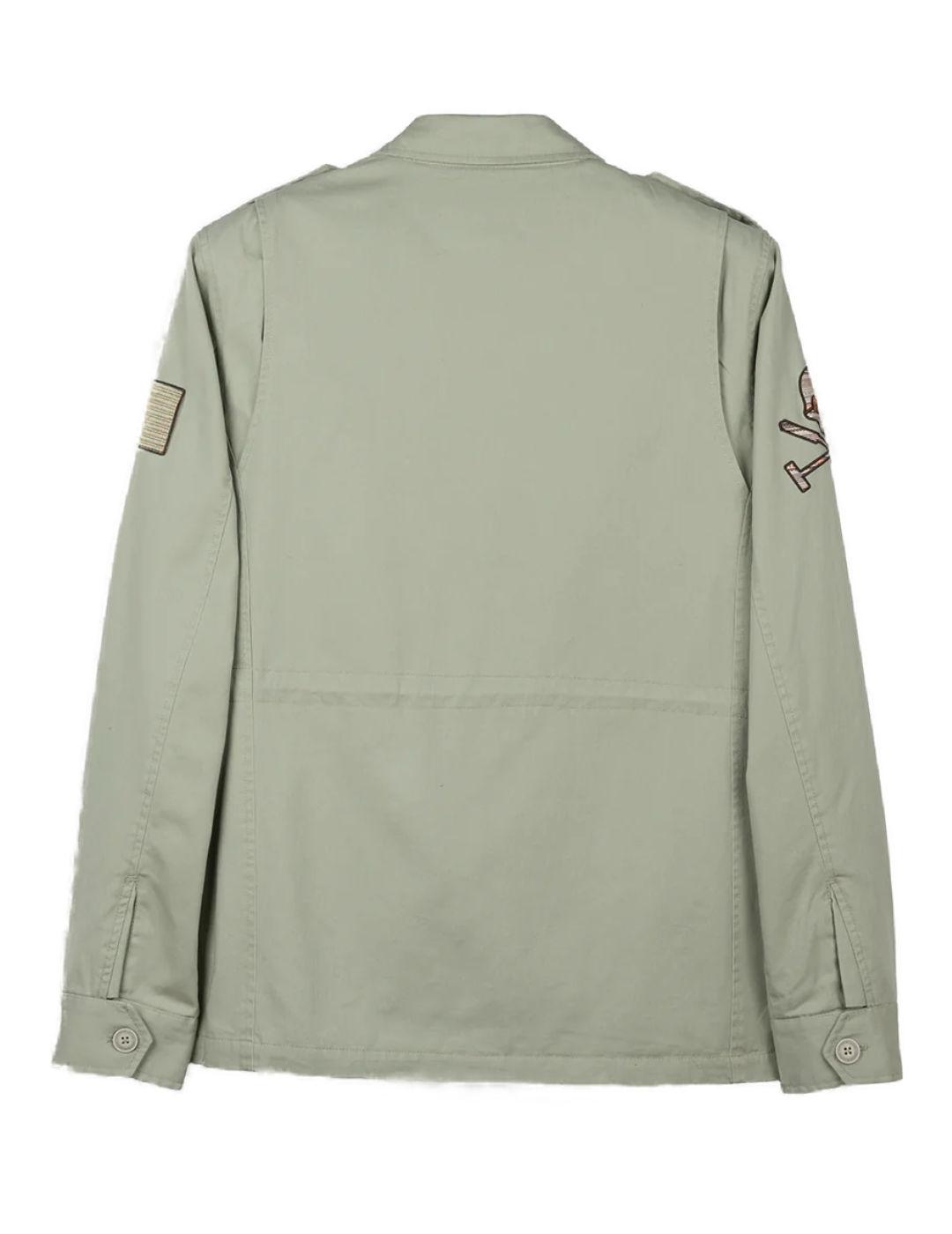 Chaqueta Harper Militar verde claro con parches para hombre