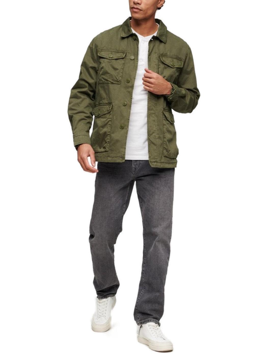 Sobrecamisa Superdry militar verde bordada Regular de hombre