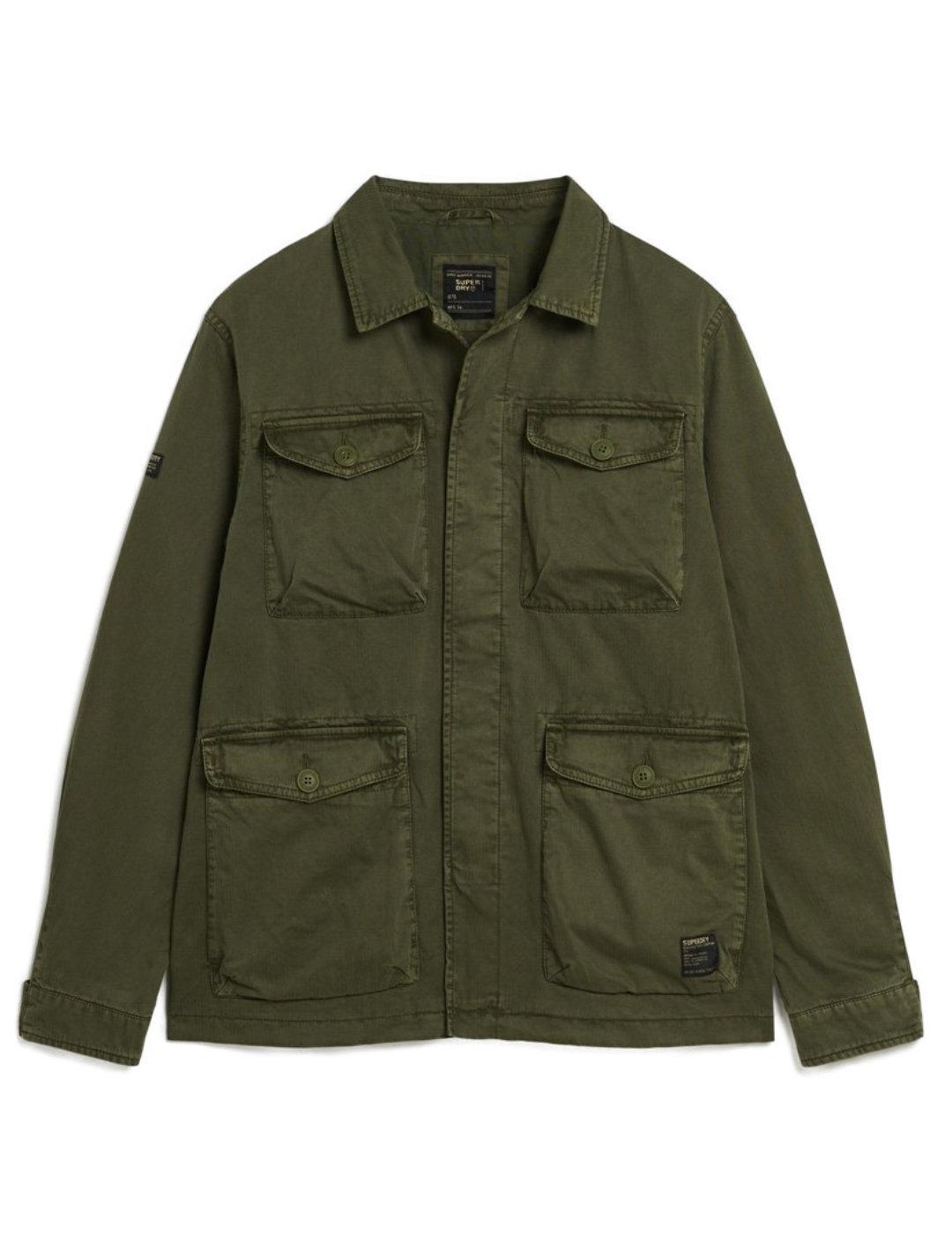 Sobrecamisa Superdry militar verde bordada Regular de hombre