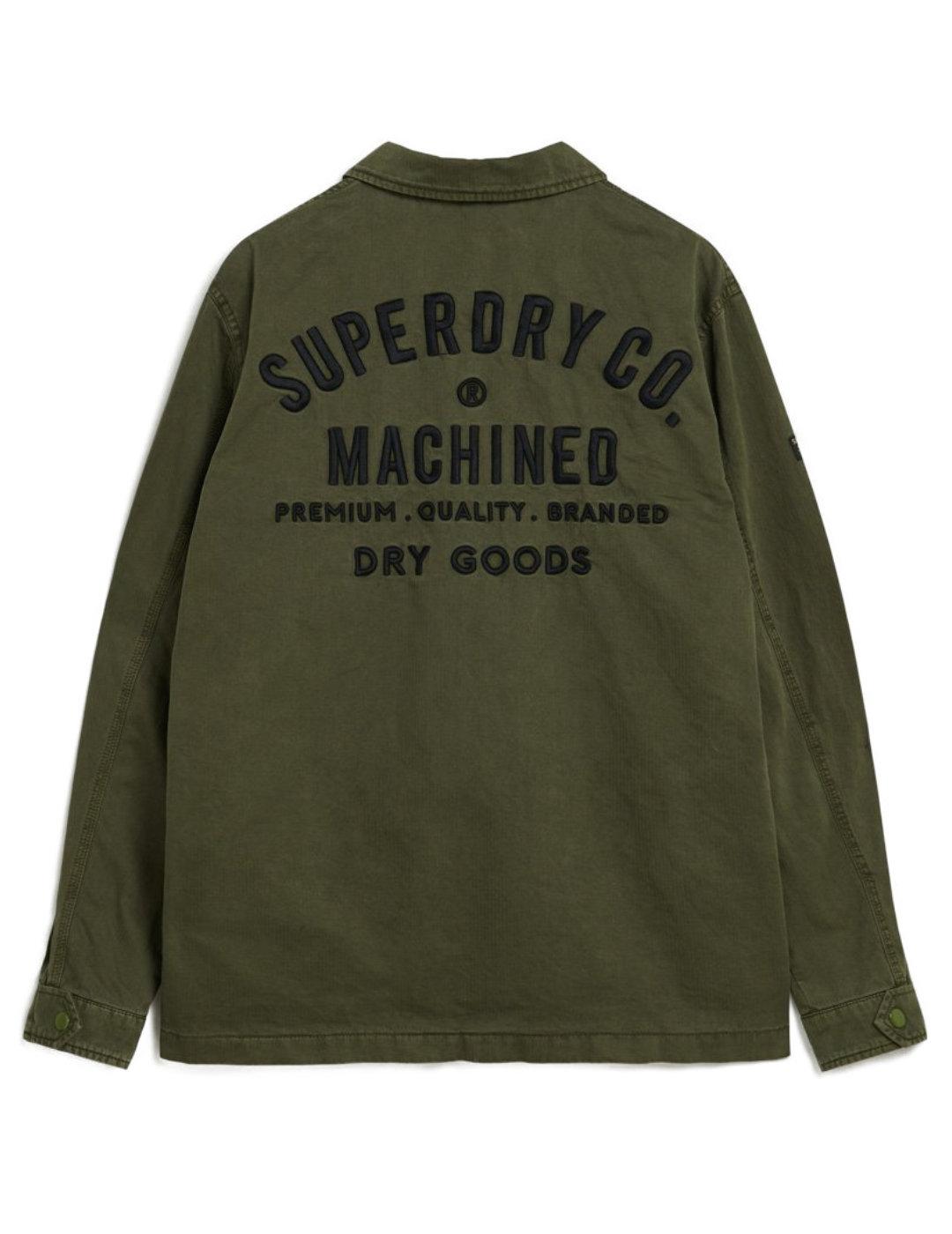 Sobrecamisa Superdry militar verde bordada Regular de hombre