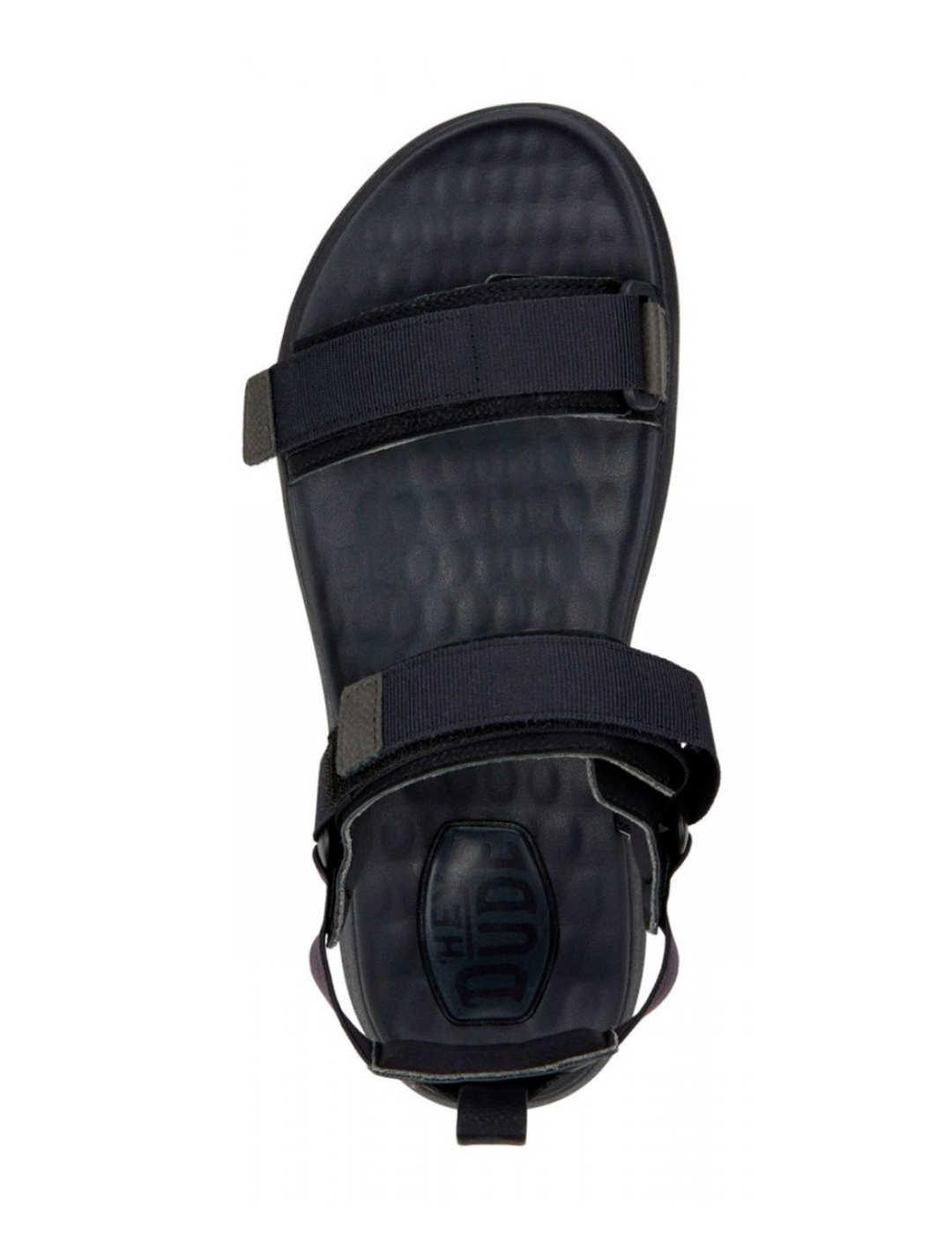 Sandalia HeyDude Sport negro con velcro para hombre