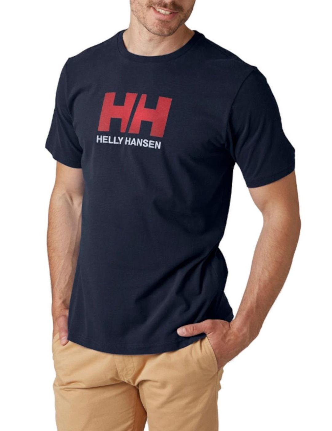 Camiseta Helly Hansen logo azul marino manga corta de hombre