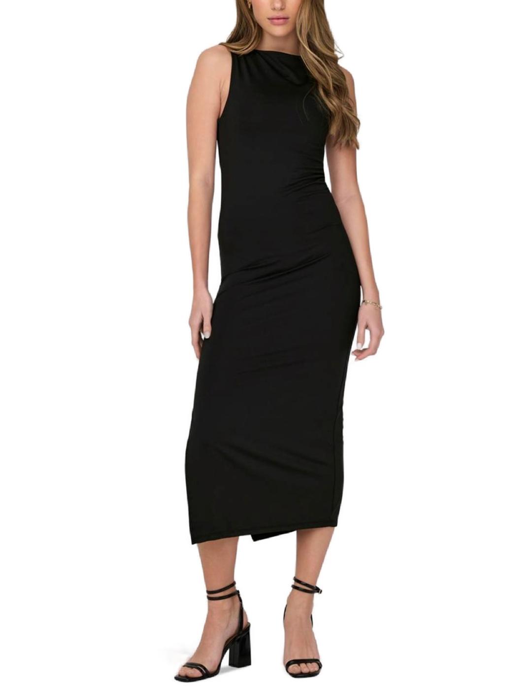 Vestido Only Lea largo negro de licra maga sisa para mujer