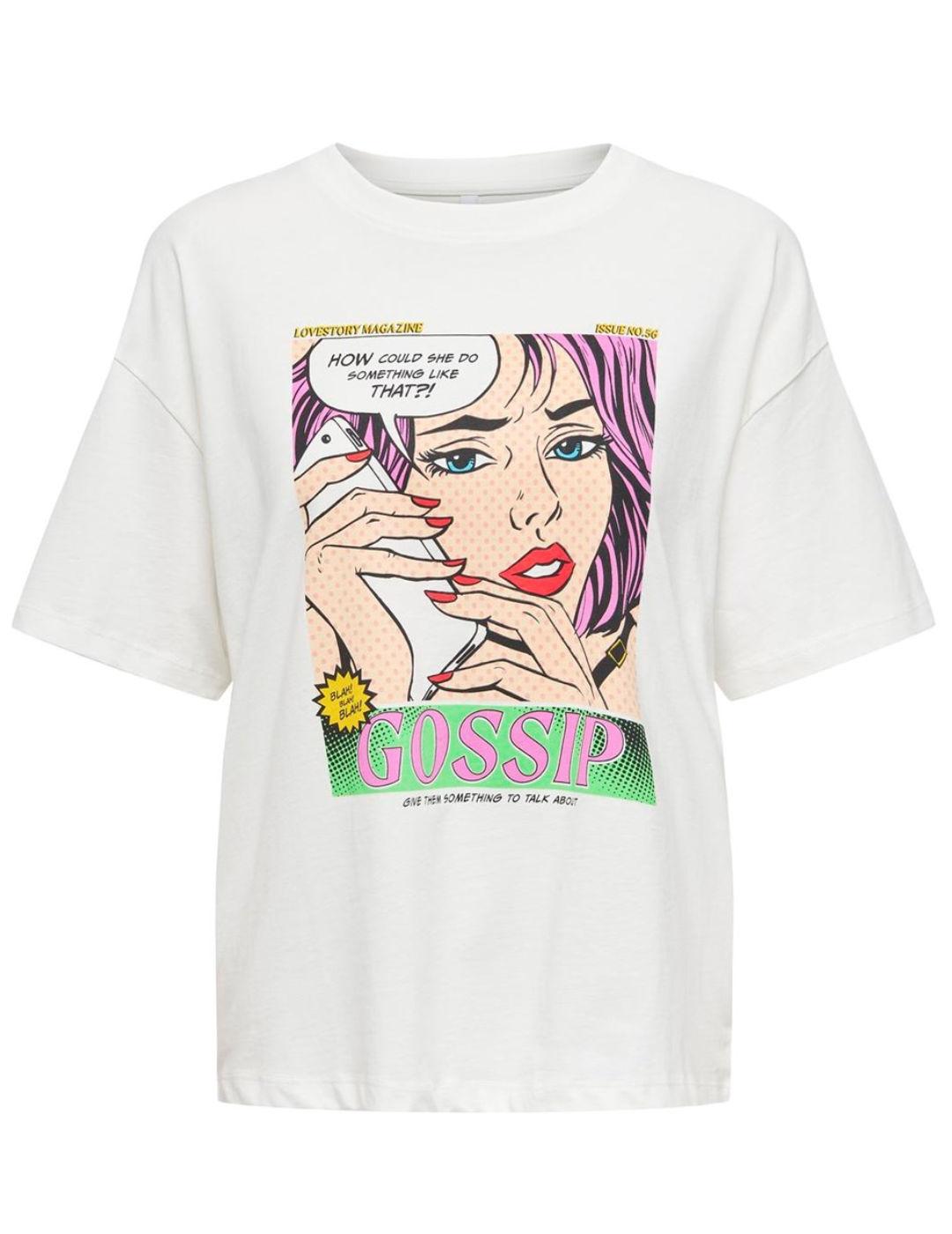 Camiseta Only Carly blanco Gossip manga corta para mujer