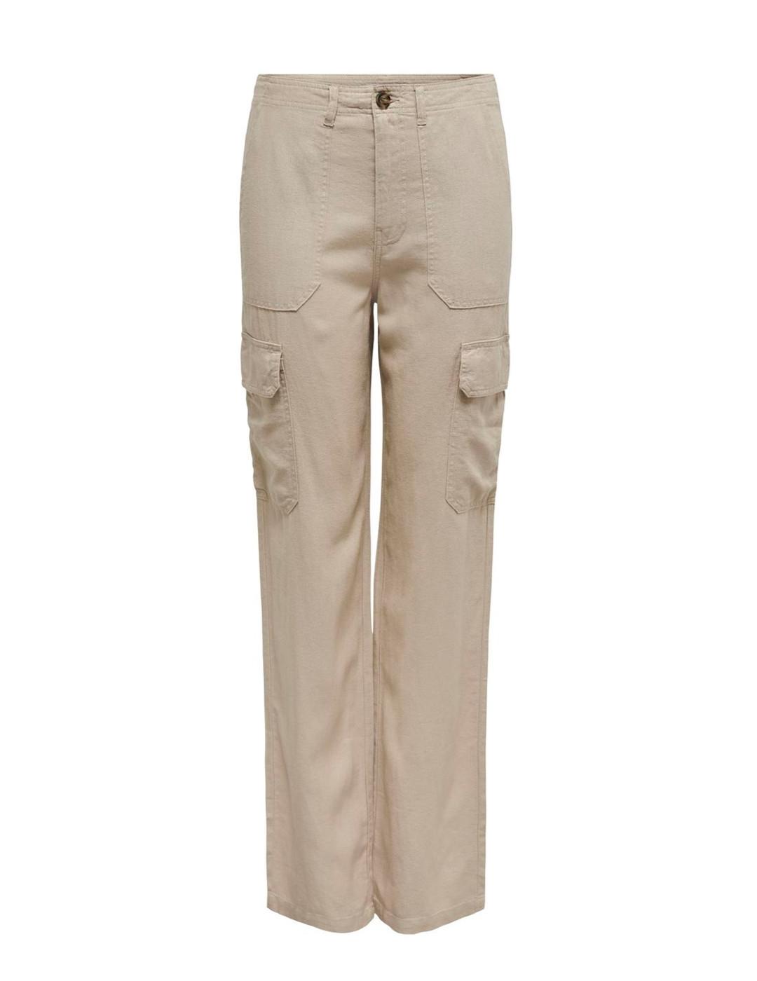 Pantalón Only Malfy cargo beige slim para mujer