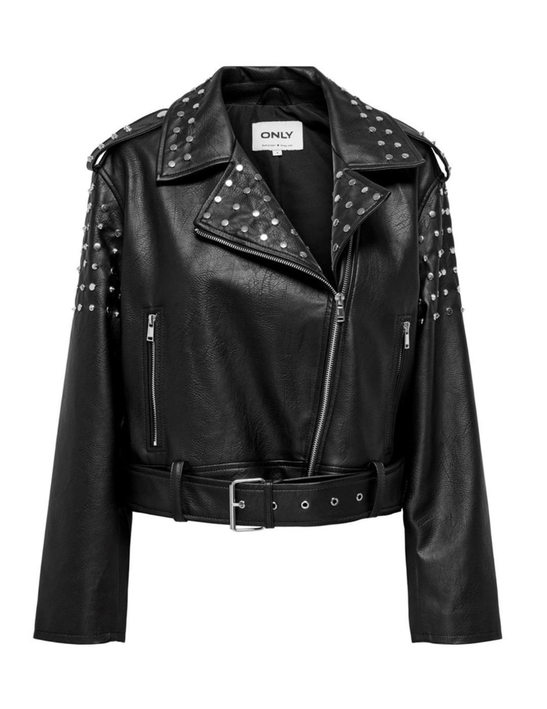 Chaqueta Only Destiny biker negra con tachuelas para mujer