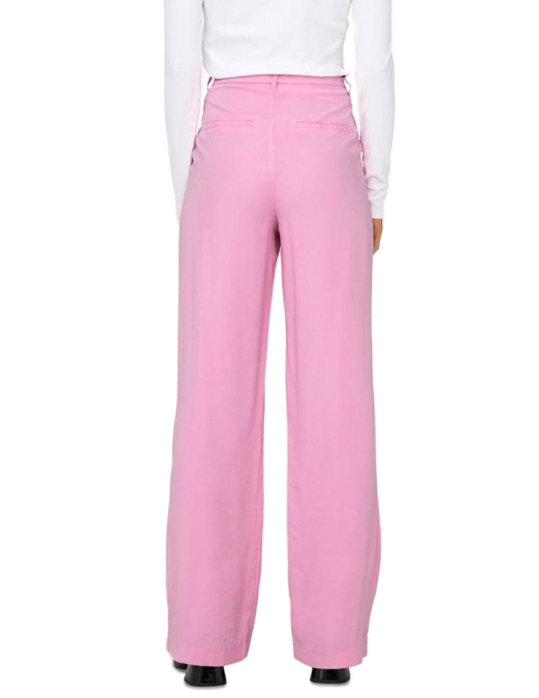 Pantalón Only Aris rosa chicle de tela para mujer