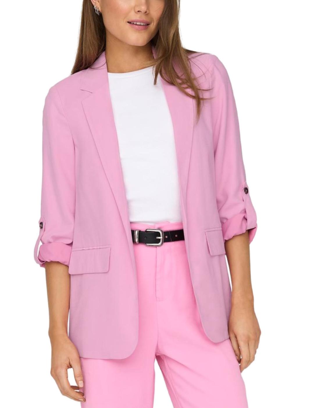 Blazer Only Aris rosa chicle regular sin cierre de mujer