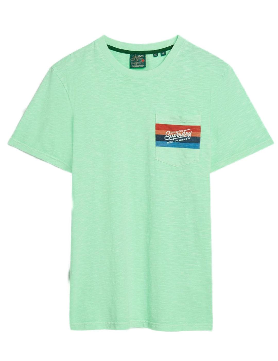 Camisetas Superdry Cali verde neon manga corta para hombre