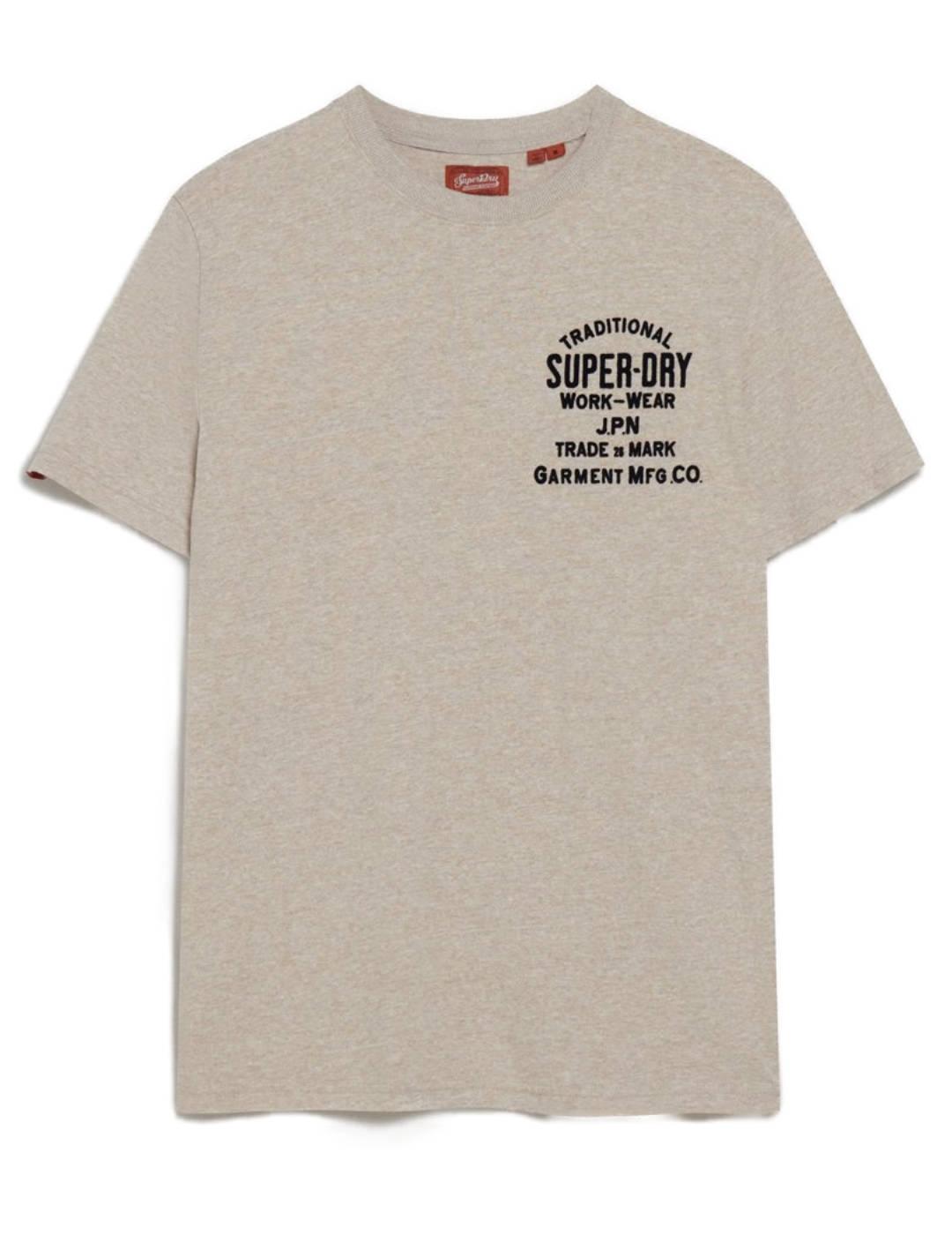 Camiseta Superdry Workwear beige manga corta para hombre