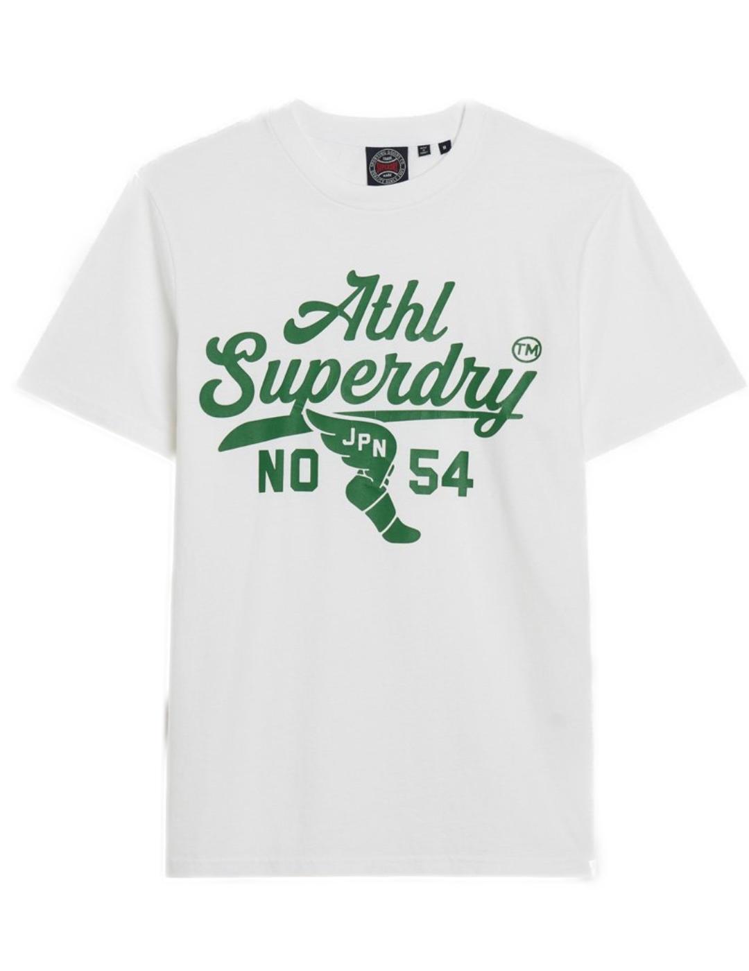 Camiseta Superdry Track blanco y verde manga corta de hombre