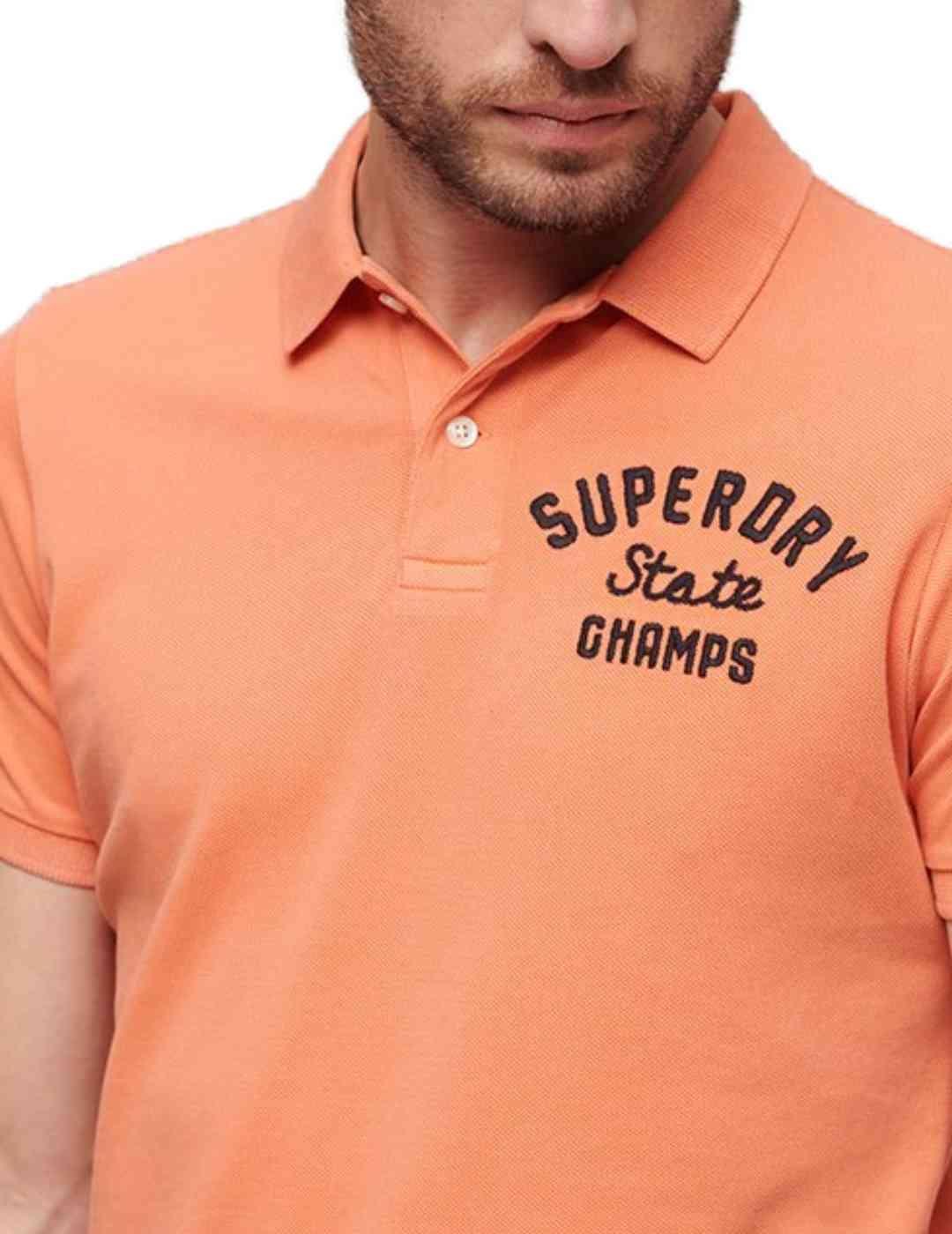 Polo Superdry Superstate naranja manga corta de hombre